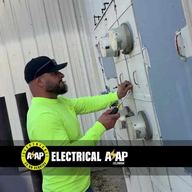 Commercial meter bank repair by an Electrical ASAP electrician in Bakersfield