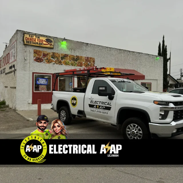 Electrical ASAP service vehicle on a Bakersfield job site